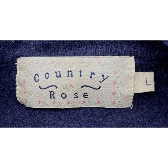 Country Rose Long Sleeve Lambswool Embroidered Fall Leaves Vintage Sweater Large - Picture 5 of 8